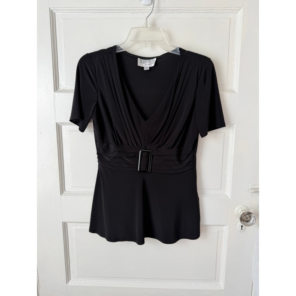 Julian Taylor Babydoll Top Pleated V-Neck Belted Waist Y2K Business Clubwear 4P - Picture 6 of 13